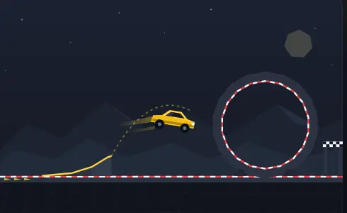 A car jumping through a loop in Stuntway.